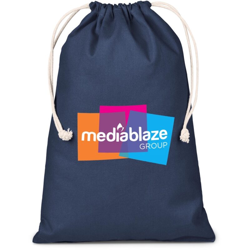 Allsorts Maxi Cotton Drawstring Pouch - Navy