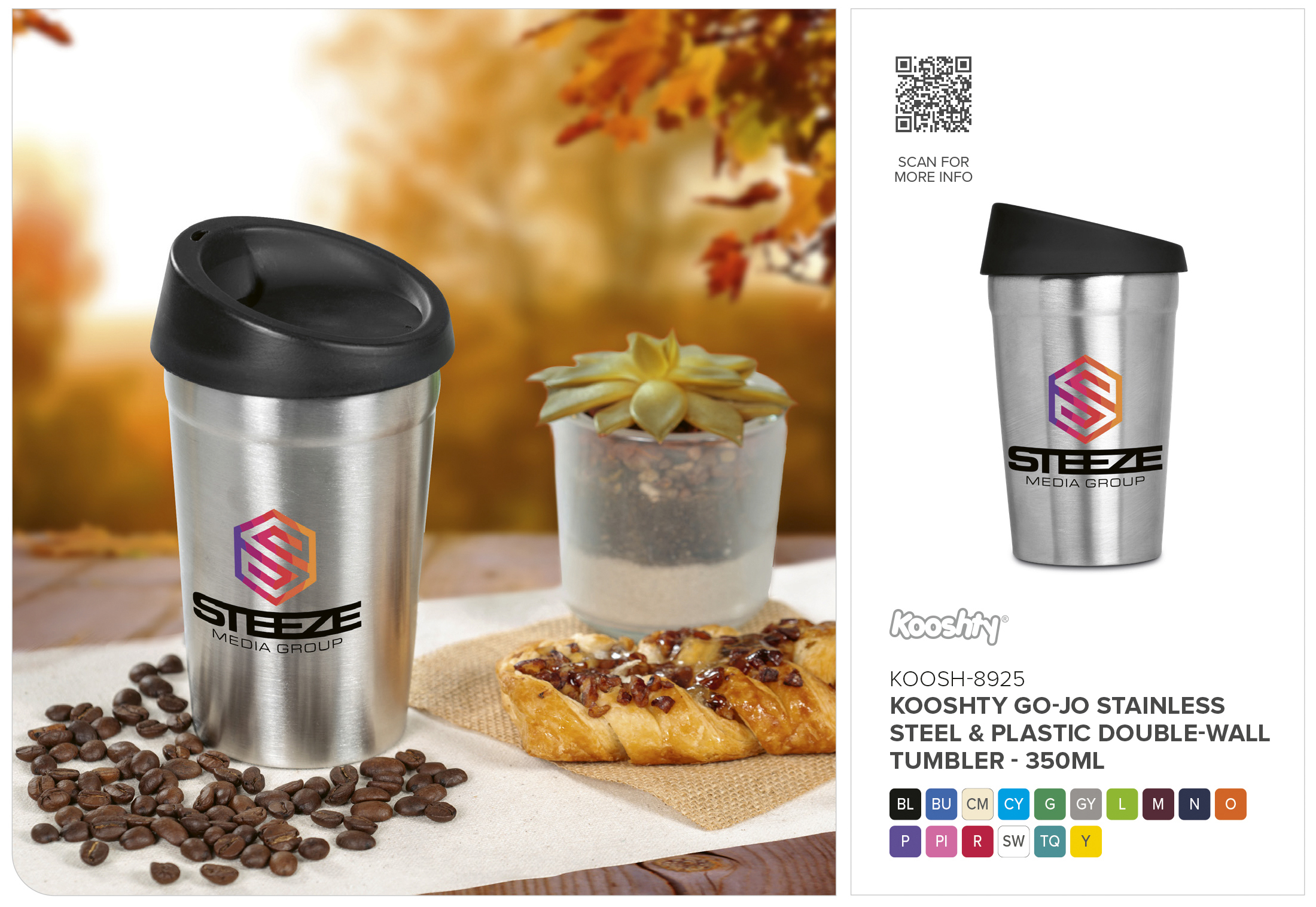 Kooshty Go-Jo Stainless Steel & Plastic Double-Wall Tumbler - 350ml - Image 10