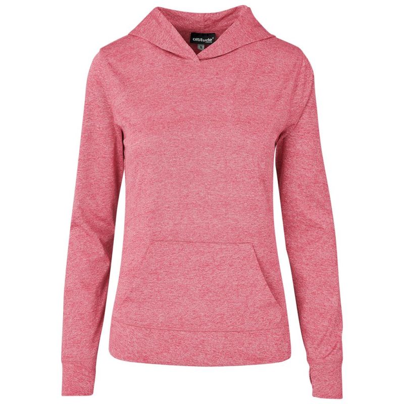 Ladies Fitness Lightweight Hooded Sweater - Red