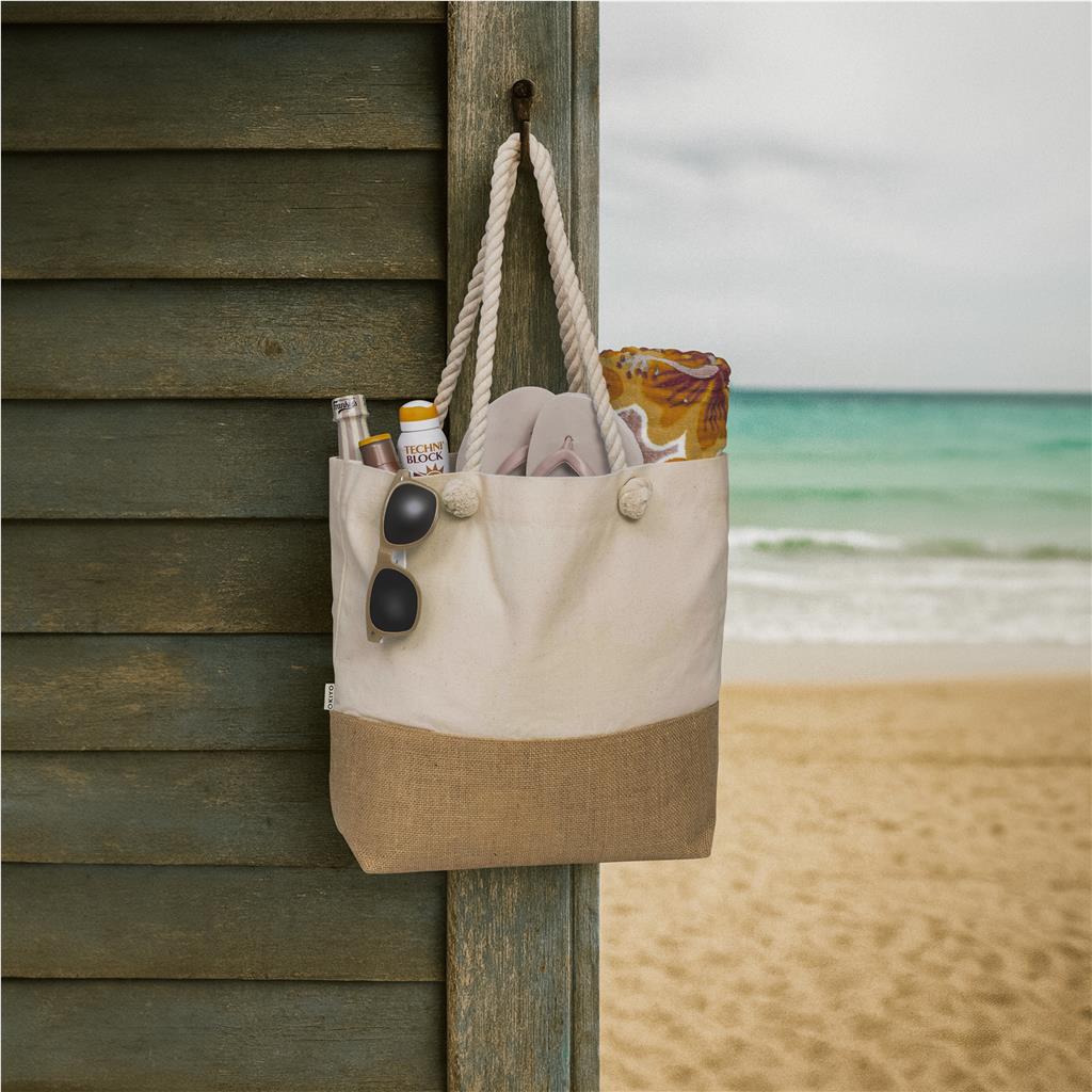 Okiyo Suna Jute & Cotton Beach Bag - Image 3