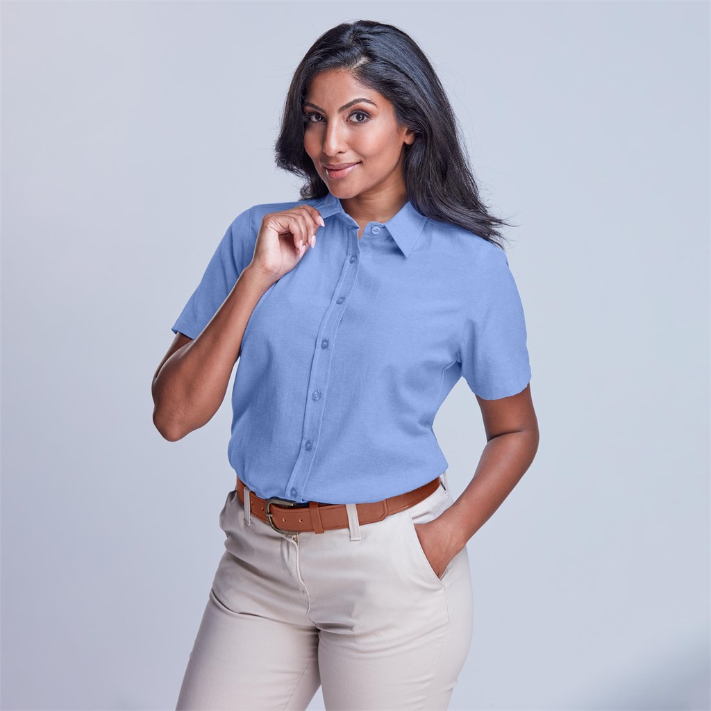 Ladies Short Sleeve Oxford Shirt - Image 3