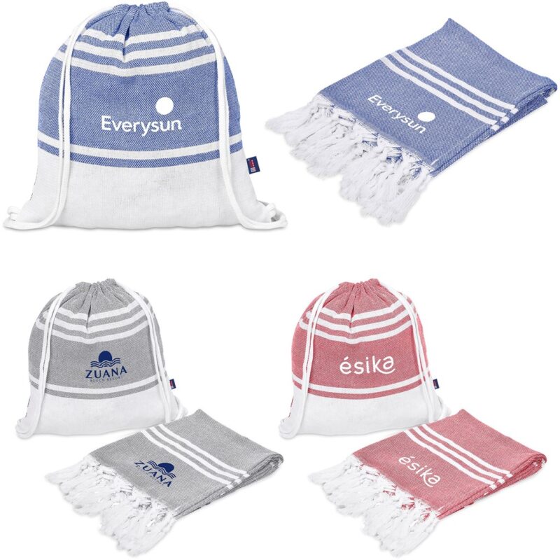 US Basic Santa Cruz Cotton-Rich Beach Towel & Drawstring Bag