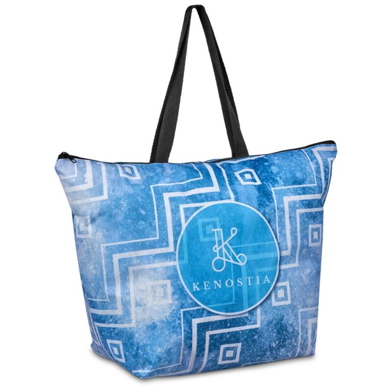 Pre-Printed Sample Hoppla Skyline Recycled PET Stitch-Bond Shopper With Zip