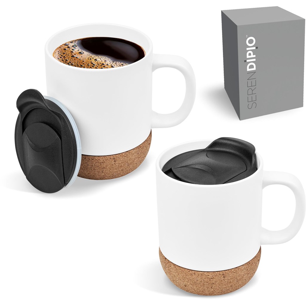 Serendipio Sienna Cork & Ceramic Sublimation Coffee Mug - 340ml - Image 11