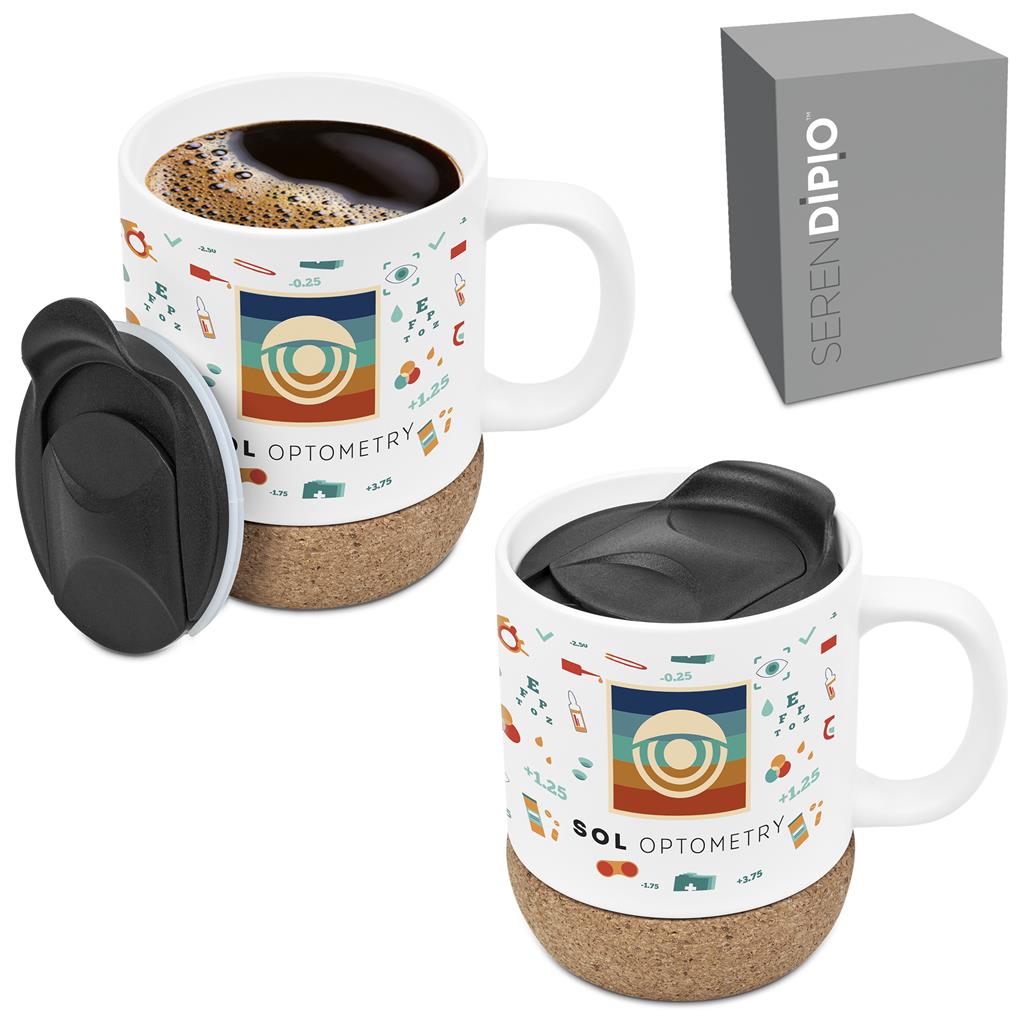Serendipio Sienna Cork & Ceramic Sublimation Coffee Mug - 340ml - Image 9