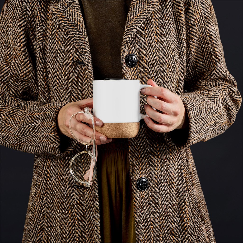 Serendipio Sienna Cork & Ceramic Sublimation Coffee Mug - 340ml - Image 4