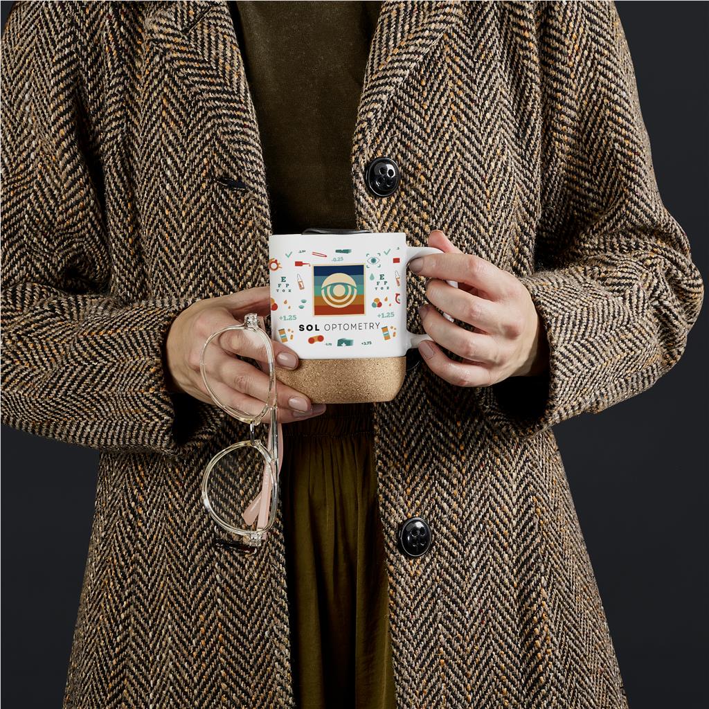 Serendipio Sienna Cork & Ceramic Sublimation Coffee Mug - 340ml - Image 10