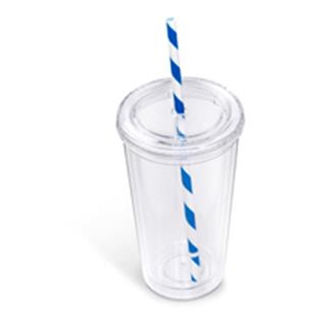 Malibu Double-Wall Plastic Tumbler & Straw - 470ml - Image 4