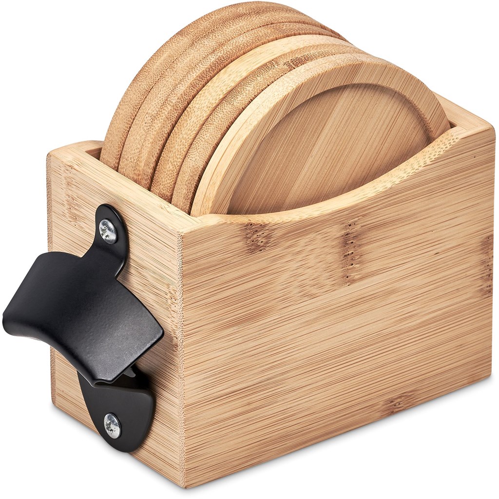 Okiyo Kanpai Bamboo Coaster & Bottle Opener Set - Image 9