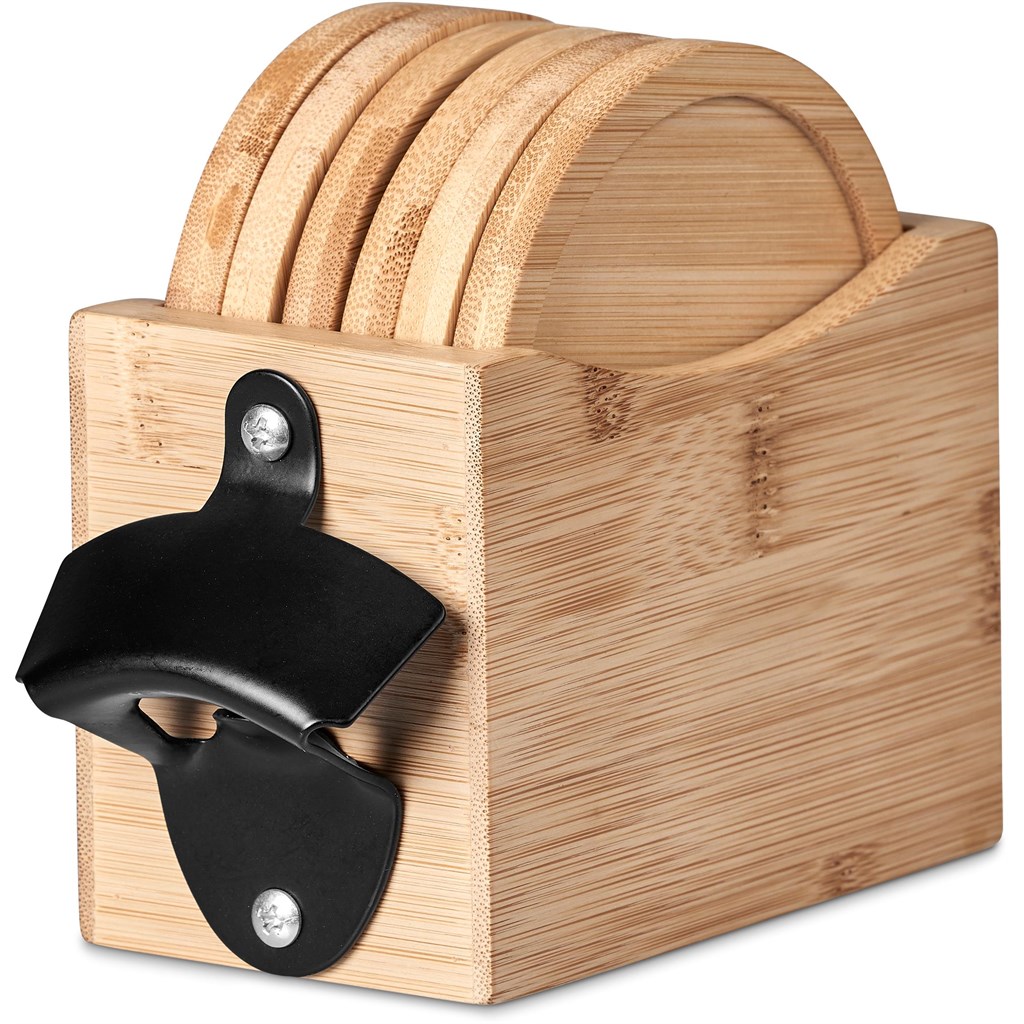 Okiyo Kanpai Bamboo Coaster & Bottle Opener Set - Image 12
