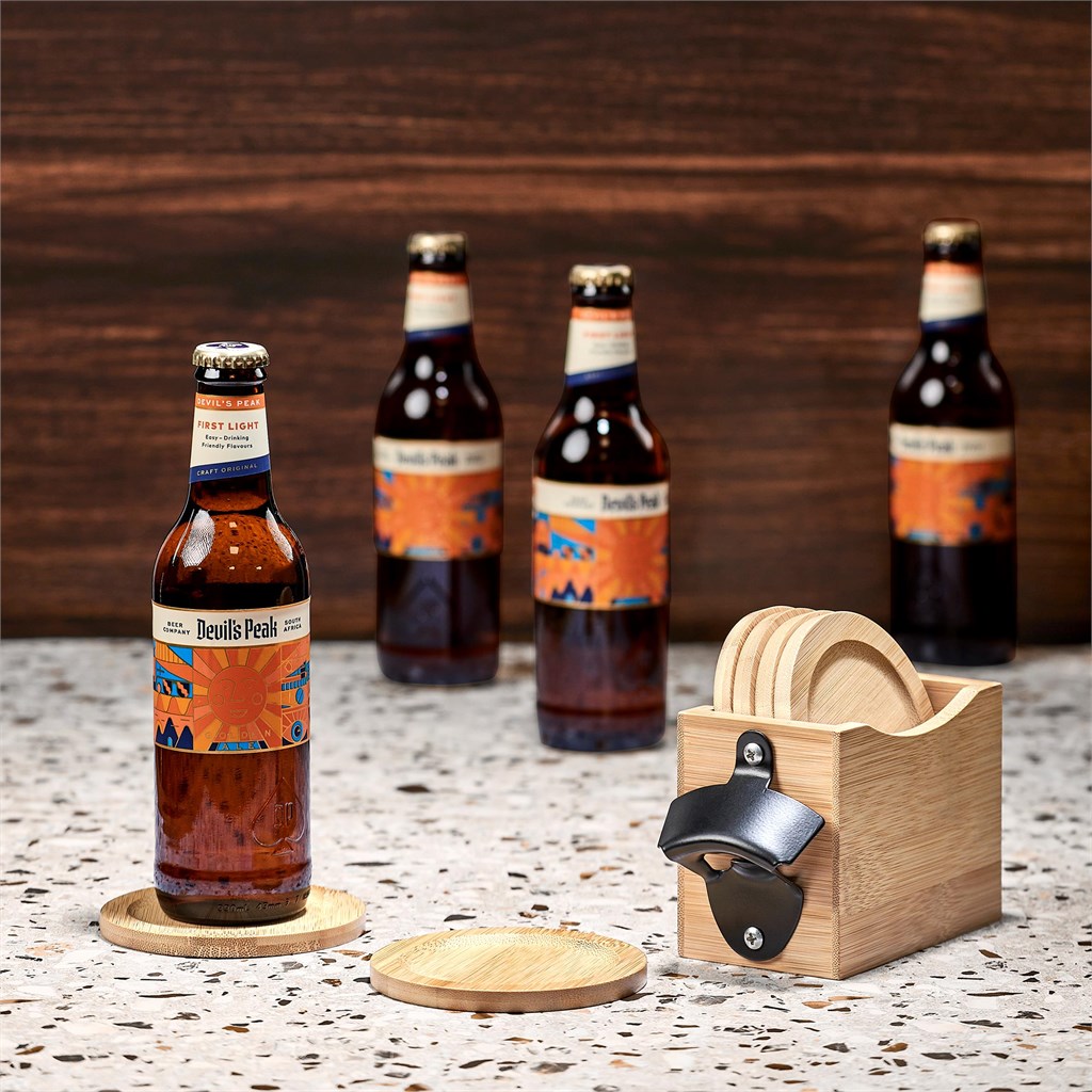 Okiyo Kanpai Bamboo Coaster & Bottle Opener Set - Image 25