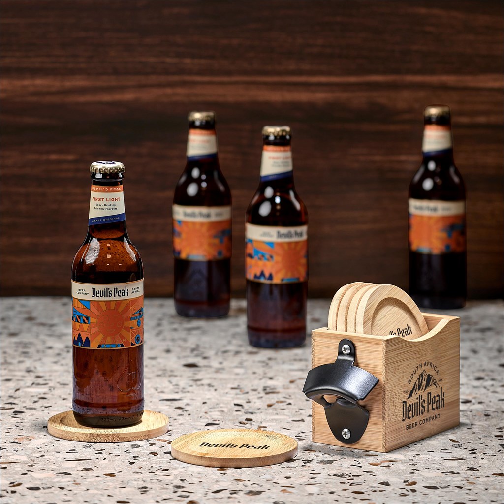 Okiyo Kanpai Bamboo Coaster & Bottle Opener Set - Image 14