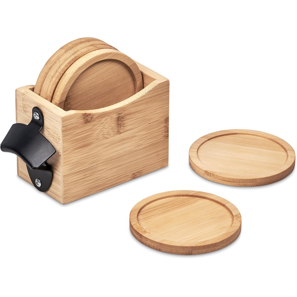 Okiyo Kanpai Bamboo Coaster & Bottle Opener Set - Image 15