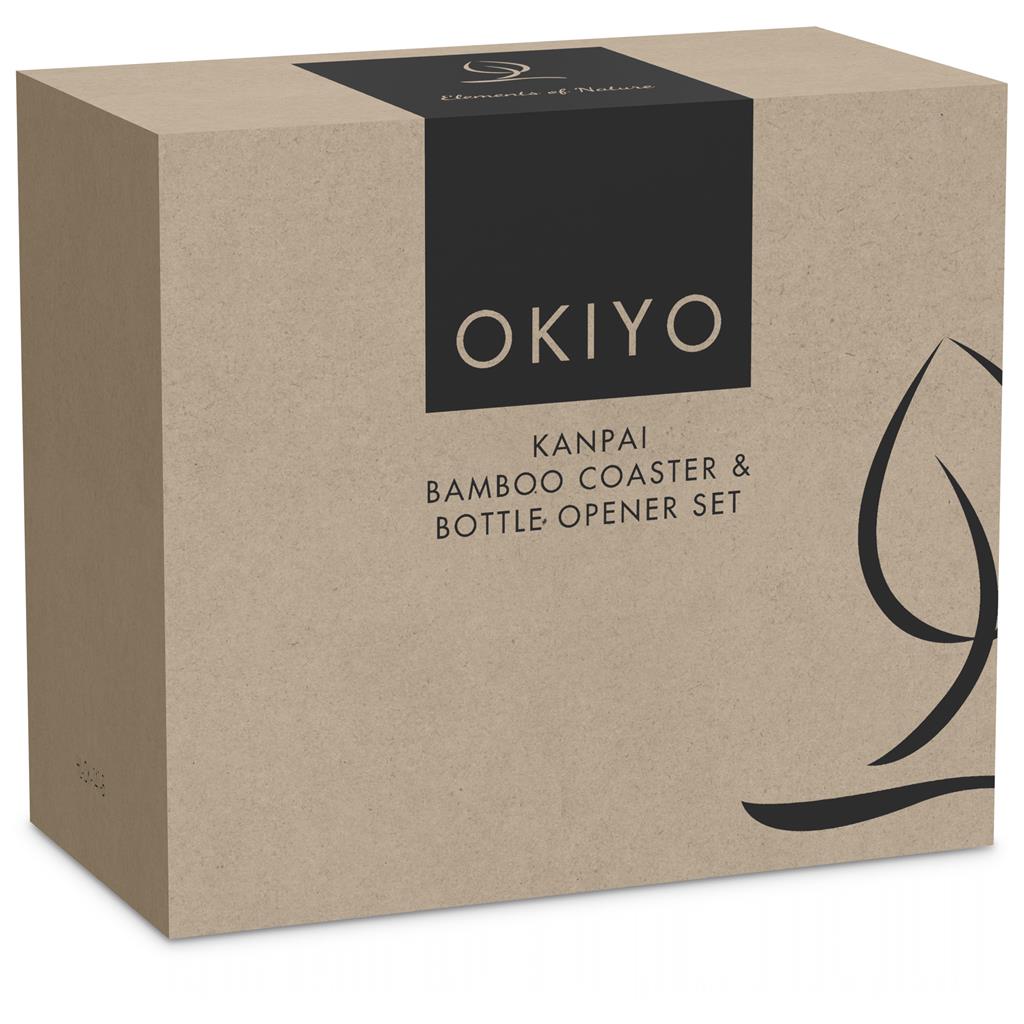 Okiyo Kanpai Bamboo Coaster & Bottle Opener Set - Image 5