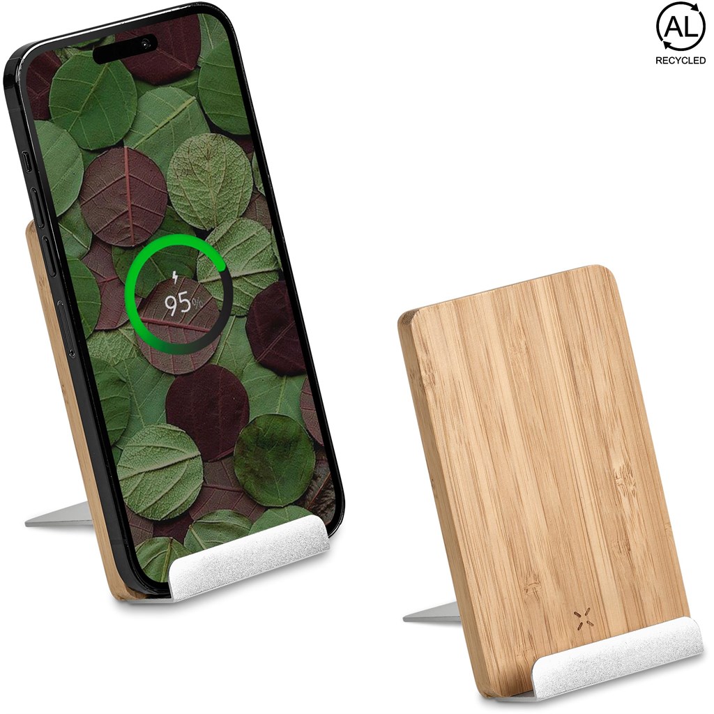 Okiyo Hakka Bamboo & Recycled Aluminium Wireless Charging Phone Stand - Image 12