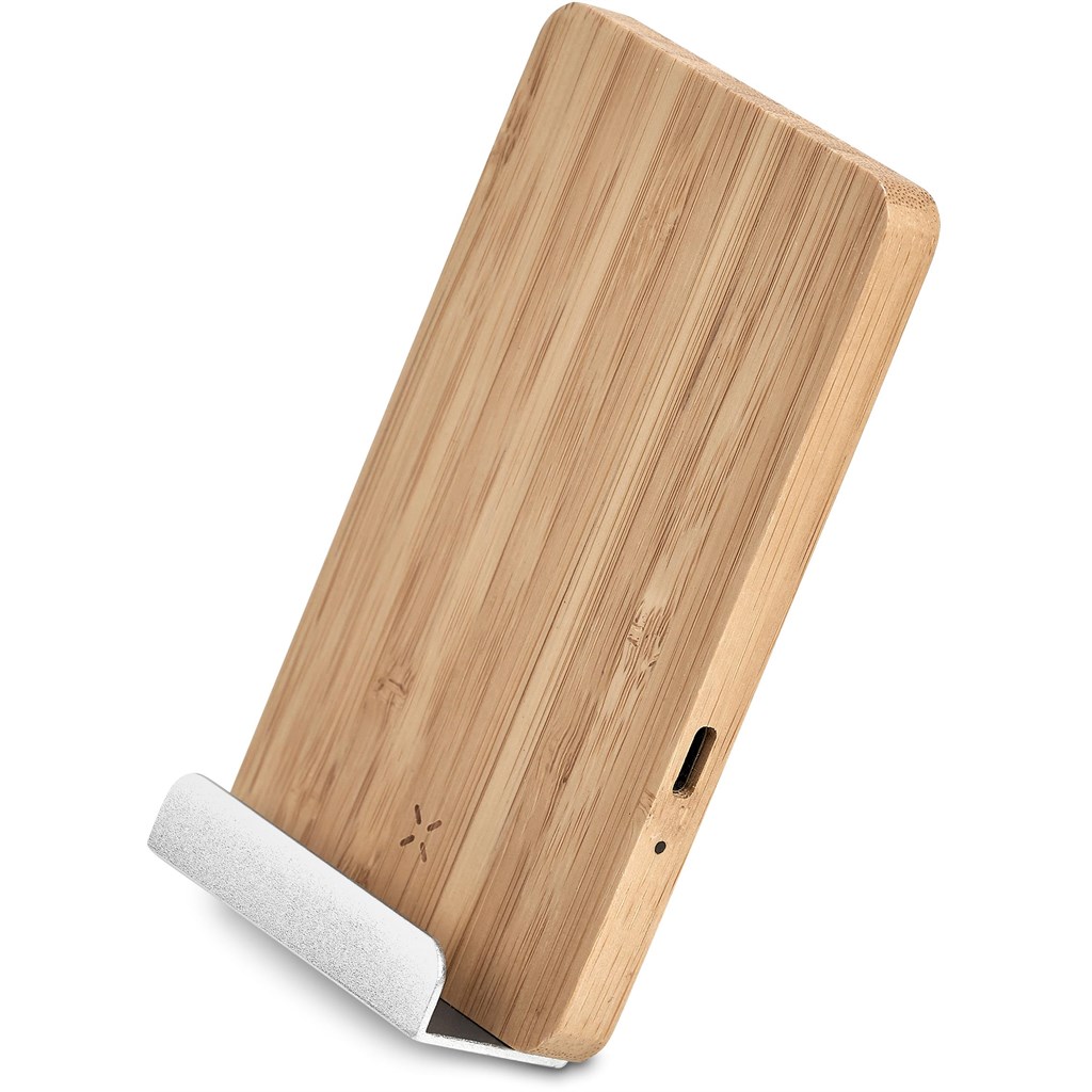 Okiyo Hakka Bamboo & Recycled Aluminium Wireless Charging Phone Stand - Image 8