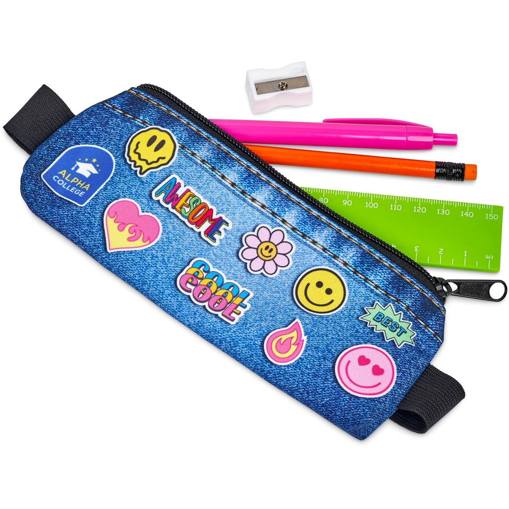 Pre-Printed Sample Hoppla Lagoon Polyester Pencil Case To Fit Over An A5 Notebook - Image 2