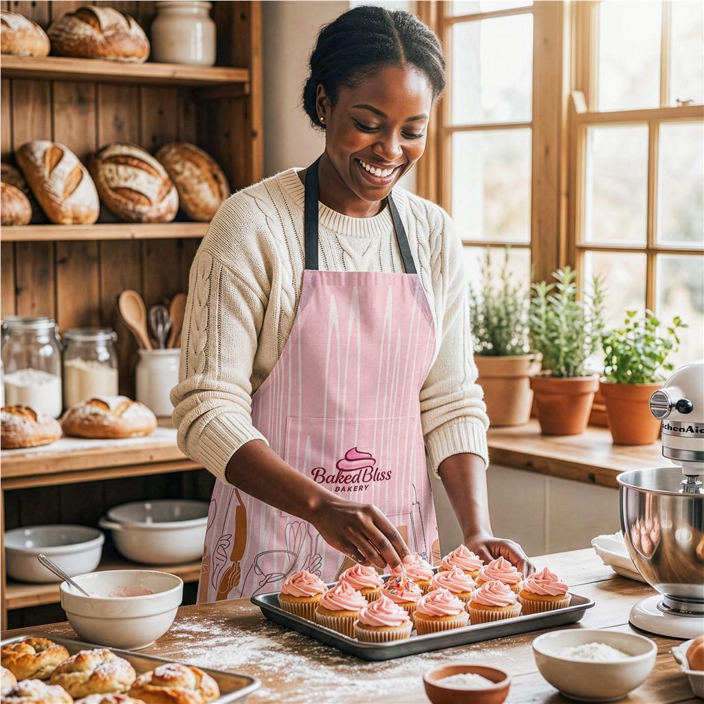 Pre-Printed Sample Hoppla Simma Recycled PET Stitch-Bond Apron - Image 3