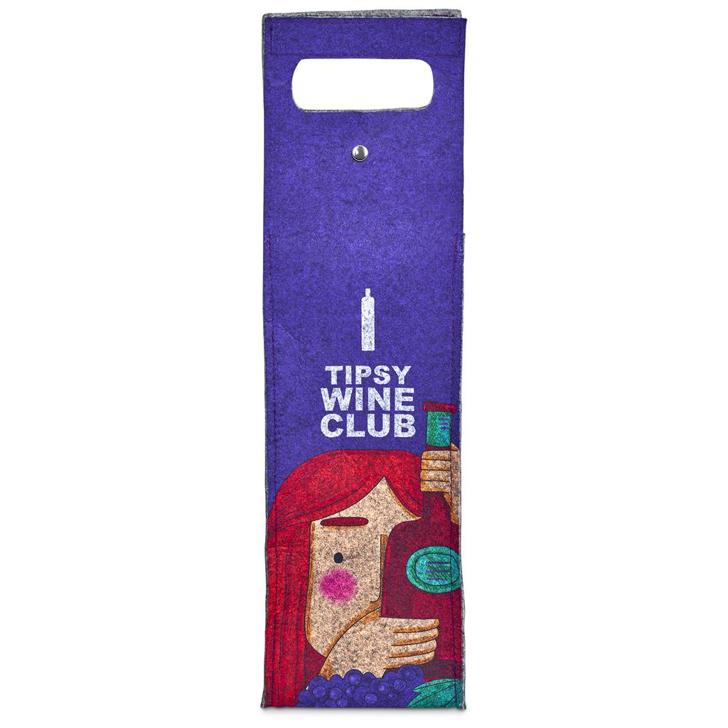 Pre-Printed Sample Hoppla Velto RPET Felt Single Wine Carrier - Image 4