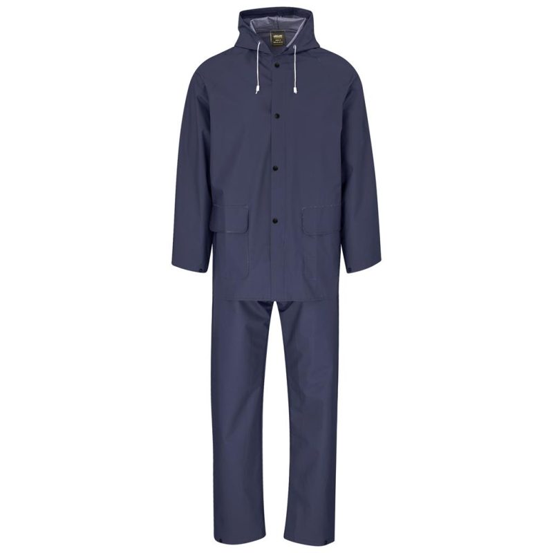 Light Hurricane Rubberised Polyester/PVC Rainsuit - Navy